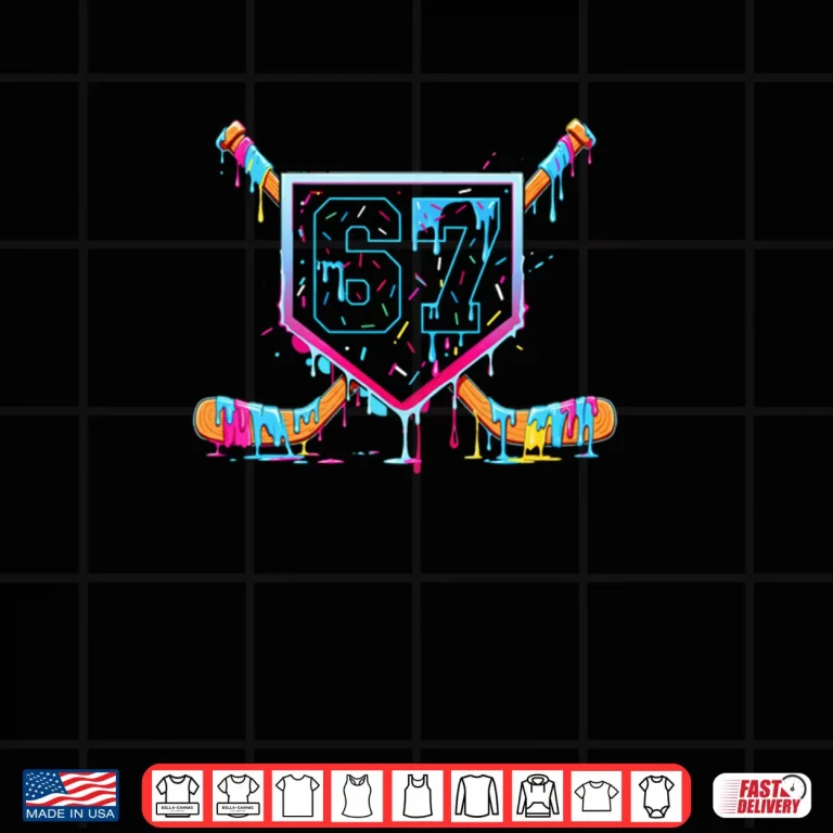 Design 67 hockey Drip Number Funny Meme Style boys Graphics Shirt