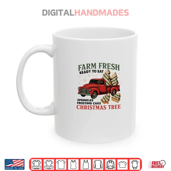Mug Red Truck Farm Fresh Debbie Christmas Cake Holiday Shirt