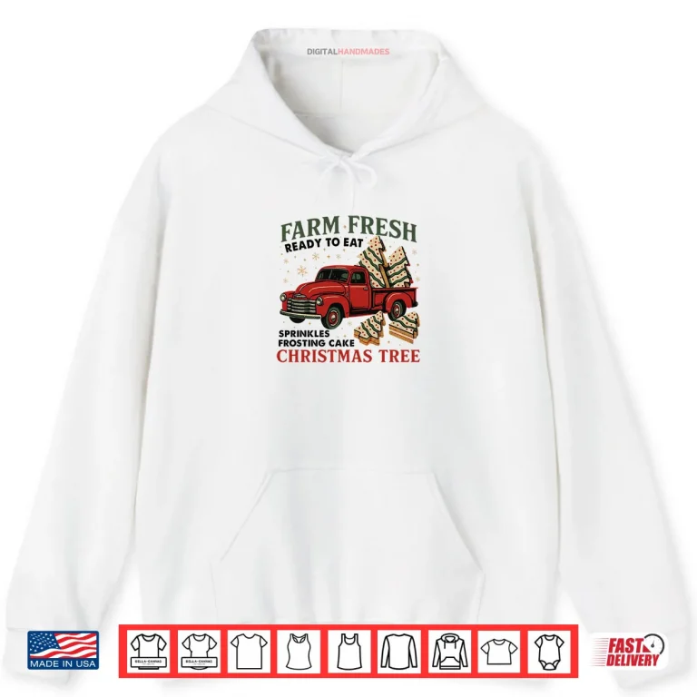 Hoodie Red Truck Farm Fresh Debbie Christmas Cake Holiday Shirt