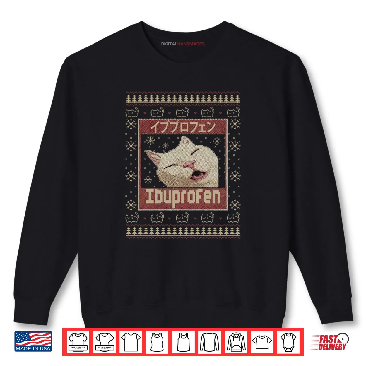 Ibuprofen Cat Meme Funny Cat Christmas Ugly Sweaters Shirt Ibuprofen Cat Meme Funny Cat Christmas Ugly Sweaters Shirt