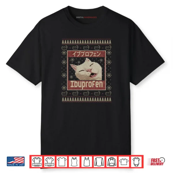 Ibuprofen Cat Meme Funny Cat Christmas Ugly Sweaters Shirt