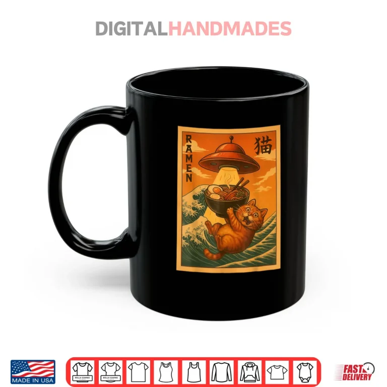 Mug Cat Ramen UFO Funny Japanese Anime Shirt