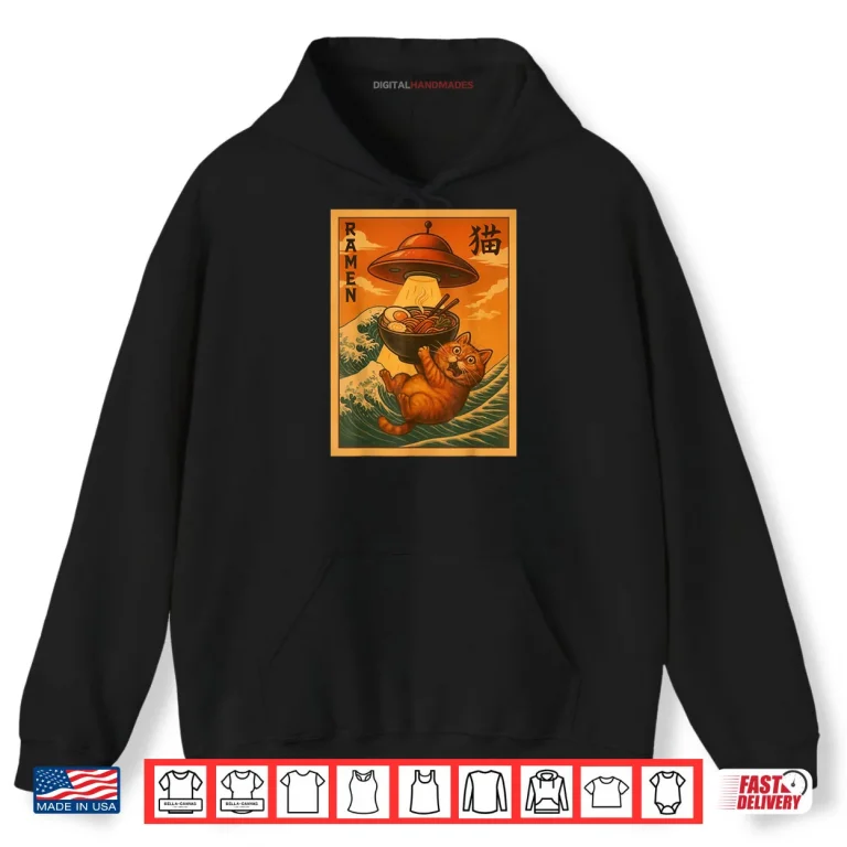 Hoodie Cat Ramen UFO Funny Japanese Anime Shirt