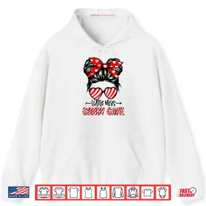 Hoodie Candy Cane Messy Bun Girl Christmas Xmas Holiday Shirt