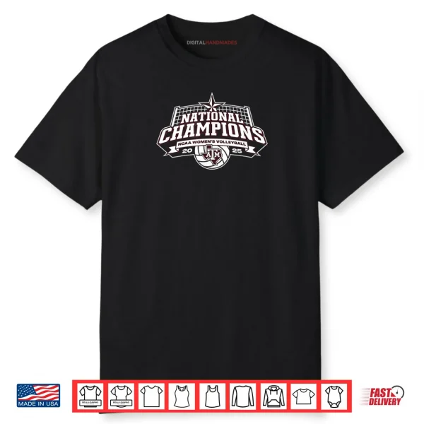 Texas A&M Aggies National Champs 2025 Volleyball Icon Black Shirt