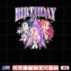 Design Kpop Demon Hunters Birthday Girl Adorable Chibi Group Shot Shirt