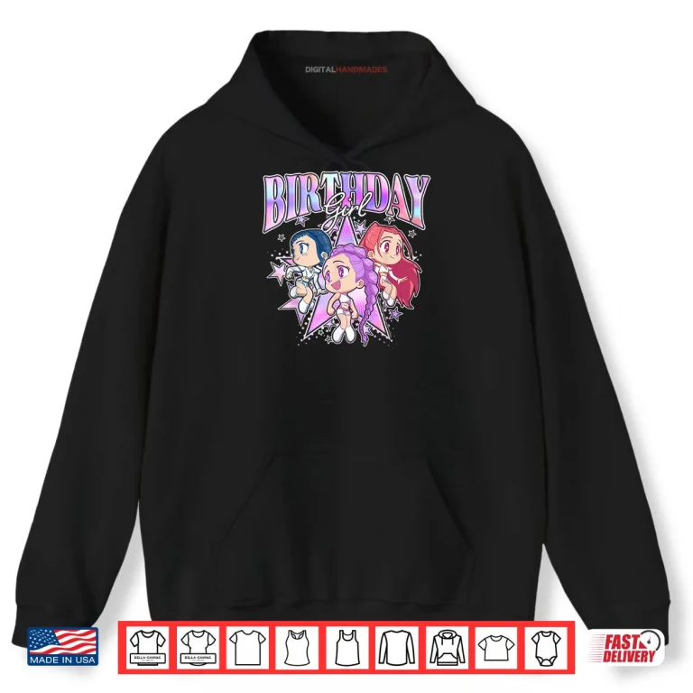Hoodie Kpop Demon Hunters Birthday Girl Adorable Chibi Group Shot Shirt