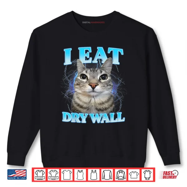 Sweatshirt I Eat Dry Wall Silly Cat Shirt