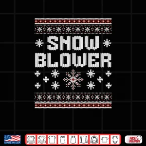 Design Snowman and Snow Blower Matching Couple Ugly Christmas Shirt 1