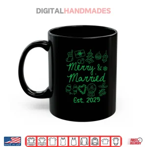 Mug Merry and Married Est 2025 Christmas Couples Matching Group Shirt 1