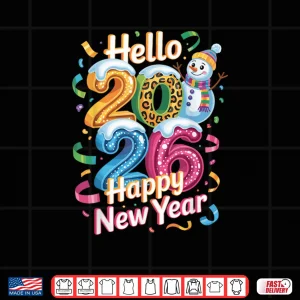 Happy New Year 2026 Snowman Colorful Celebration Gift Shirt 9 Design Happy New Year 2026 Snowman Colorful Celebration Gift Shirt 2
