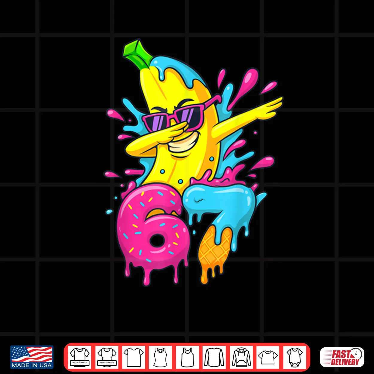 67 Dabbing Banana Baseball 6 7 Dripping Ice Cream Meme Shirt 67 Dabbing Banana Baseball 6 7 Dripping Ice Cream Meme Shirt