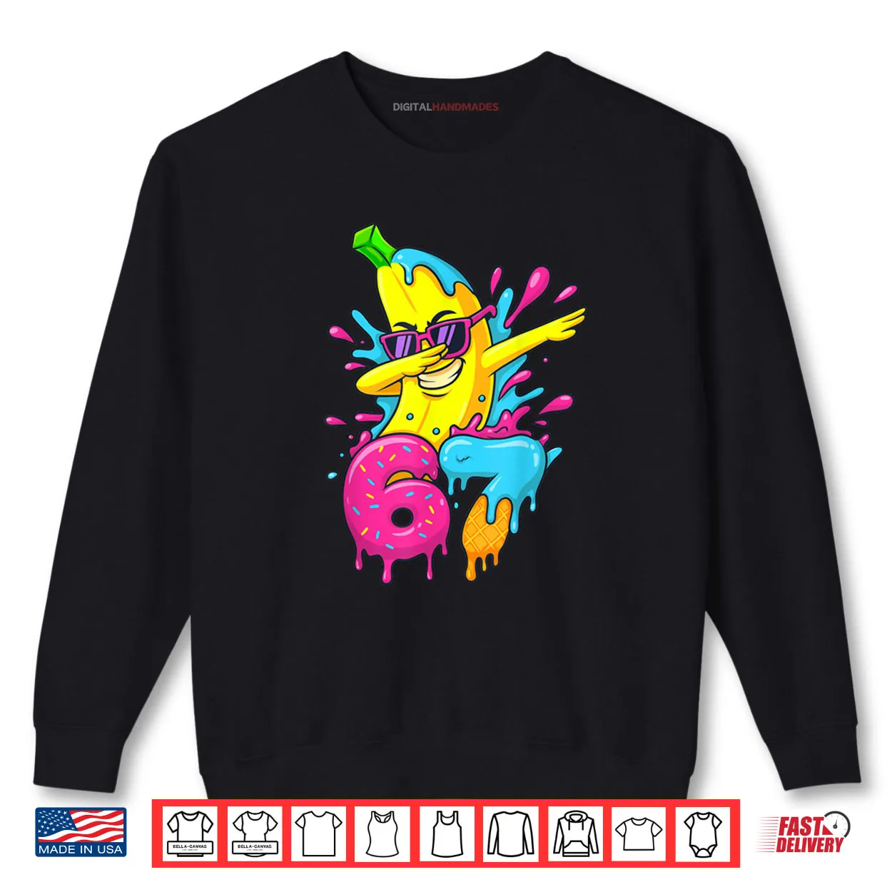 67 Dabbing Banana Baseball 6 7 Dripping Ice Cream Meme Shirt 67 Dabbing Banana Baseball 6 7 Dripping Ice Cream Meme Shirt