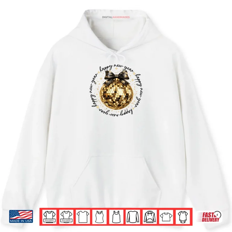 Hoodie NYE Disco Ball Luxury Golden Happy New Year Shirt