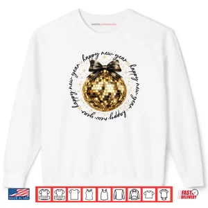 Sweatshirt NYE Disco Ball Luxury Golden Happy New Year Shirt