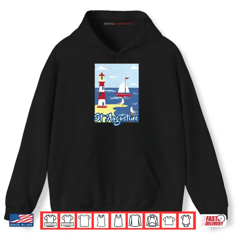 St Augustine Lighthouse Florida Nautical Seagull Sailboat Shirt 2 Hoodie St Augustine Lighthouse Florida Nautical Seagull Sailboat Shirt