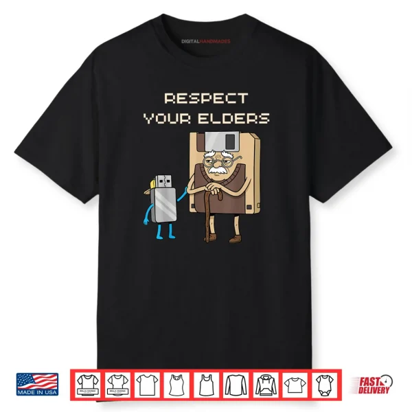 Respect Your Elders Funny Floppy Disk USB Stick Shirt