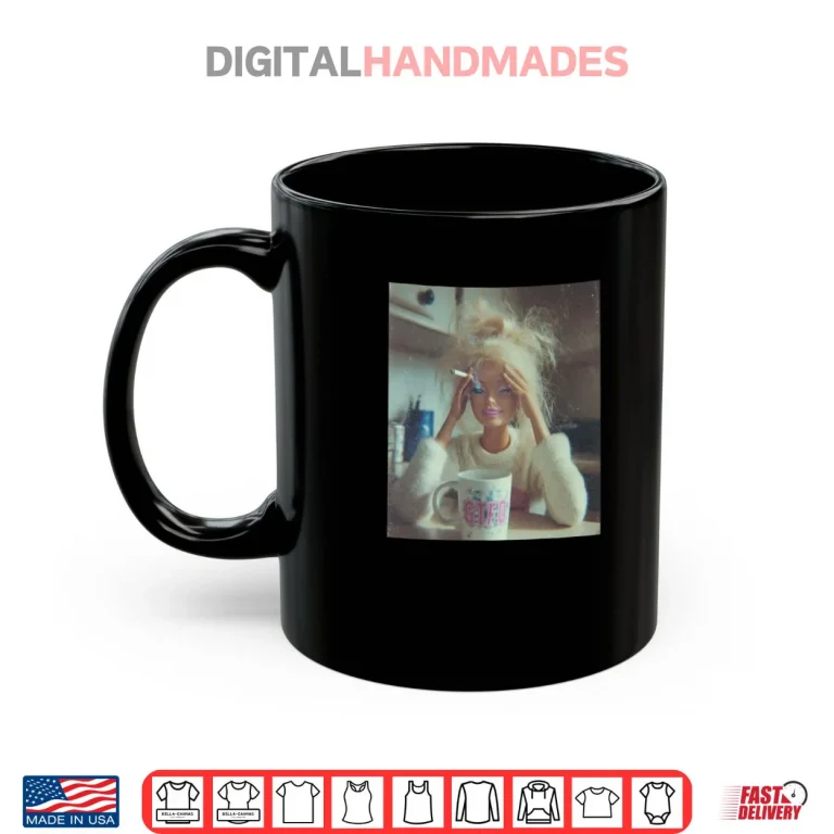 Mug Distressed Doll Face Meme Smoking Sarcastic Humor Shirt