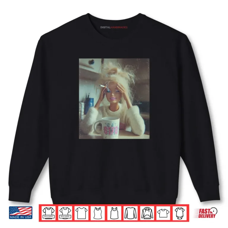 Sweatshirt Distressed Doll Face Meme Smoking Sarcastic Humor Shirt
