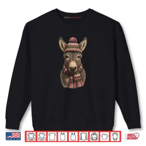 Sweatshirt Crocheted Donkey Pink Winter Shirt