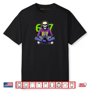 Skeleton 67 Gamer With Retro Controller Shirt