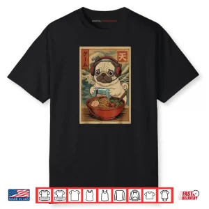 Gamer Pug Ramen Retro Japanese Pug Gaming Shirt