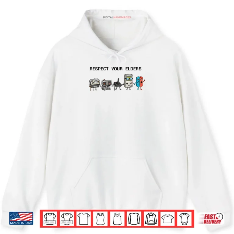 Hoodie Respect Your Elders Retro Gaming Funny Gamer Controller 80s Shirt