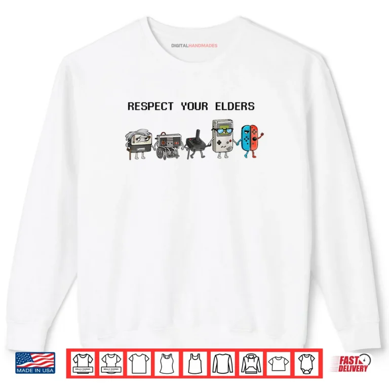 Sweatshirt Respect Your Elders Retro Gaming Funny Gamer Controller 80s Shirt