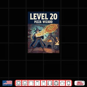 Design Level 20 Pizza Wizard Fantasy Food Magic Shirt