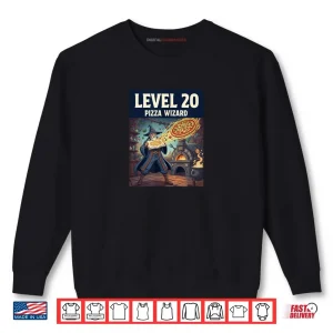 Sweatshirt Level 20 Pizza Wizard Fantasy Food Magic Shirt