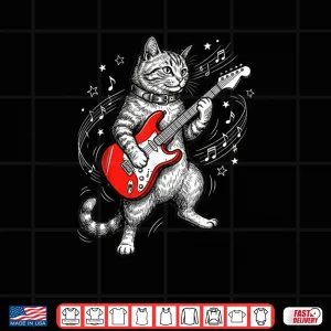 Cat Playing Guitar Rock and Roll Humor Shirt 3 Design Cat Playing Guitar Rock and Roll Humor Shirt