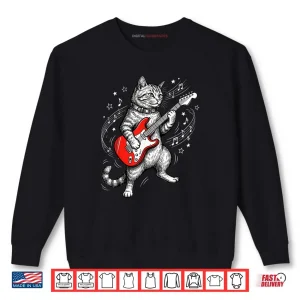 Cat Playing Guitar Rock and Roll Humor Shirt 1 Sweatshirt Cat Playing Guitar Rock and Roll Humor Shirt