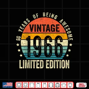 Design Vintage 1966 60Th Birthday Gift Men Women 60 Years Old Shirt