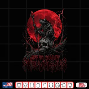 Design Off To Commit Shenanigans Funny Dark Fantasy Frog Meme Shirt