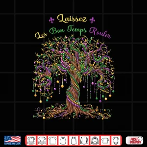 Design Mardi Gras Beads Tree Funny Carnival New Orleans 2026 Womens Shirt