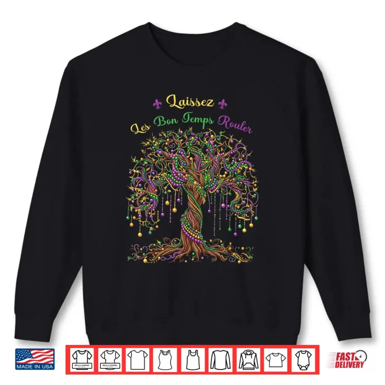 Sweatshirt Mardi Gras Beads Tree Funny Carnival New Orleans 2026 Womens Shirt