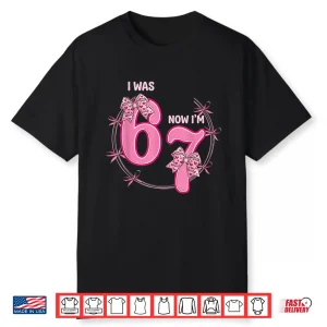I Was 6 Now Im 7 Birthday Girl 6 7 Bday Coquette Bow 7Th Shirt