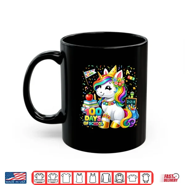 Mug Cute Unicorn 100 Days Of School Smarter 100Th Day Girls Kids Shirt