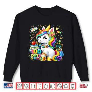 Sweatshirt Cute Unicorn 100 Days Of School Smarter 100Th Day Girls Kids Shirt