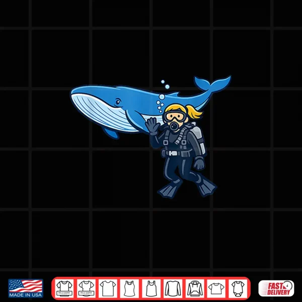 Design Blue Whale Scuba Diver Ocean Adventure Design Shirt