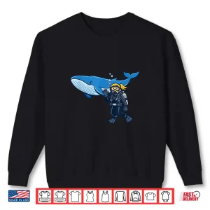 Sweatshirt Blue Whale Scuba Diver Ocean Adventure Design Shirt