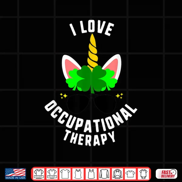Design St Patricks I Love Occupational Therapy Unicorn Face Kids Shirt