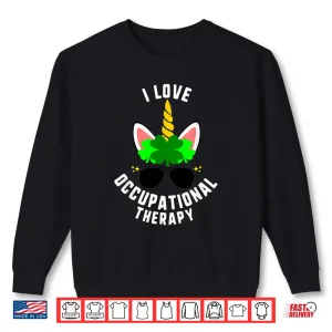 Sweatshirt St Patricks I Love Occupational Therapy Unicorn Face Kids Shirt