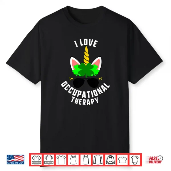 St Patricks I Love Occupational Therapy Unicorn Face Kids Shirt