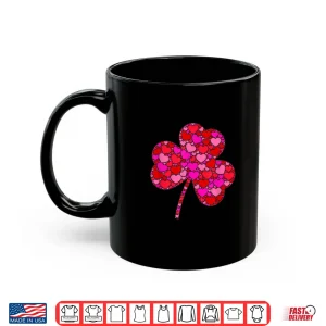Mug Pink Red Heart Valentines Day Gift Irish Clover Shamrock Shirt