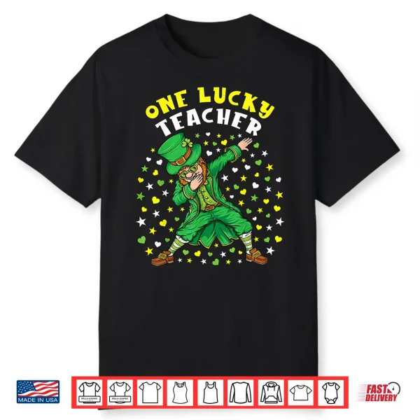 One Lucky Teacher St Patrick’S Day Dabbing Leprechaun Shirt