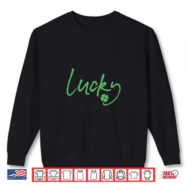 Sweatshirt Lucky Shamrock 4 Leaf Clover St PatrickS Day Irish Vintage Shirt