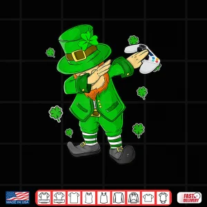 Design Kids St Patricks Day Leprechaun With Controller Video Games Shirt