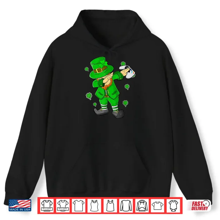 Hoodie Kids St Patricks Day Leprechaun With Controller Video Games Shirt