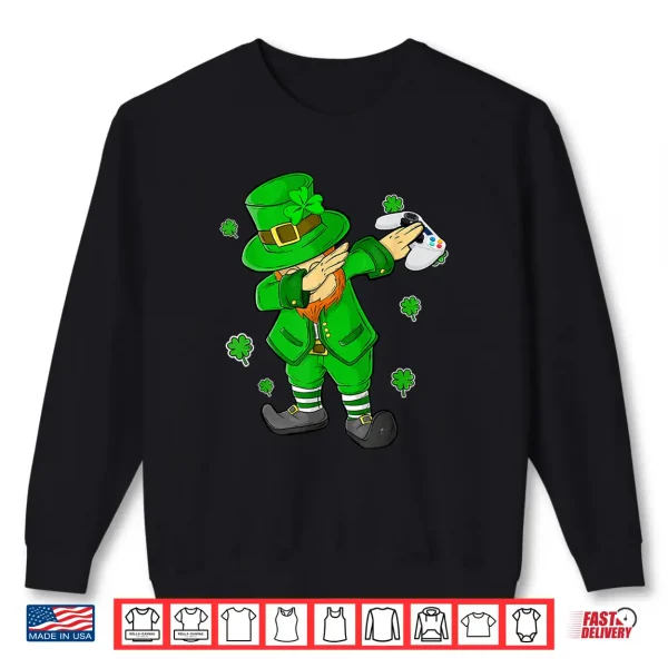 Sweatshirt Kids St Patricks Day Leprechaun With Controller Video Games Shirt